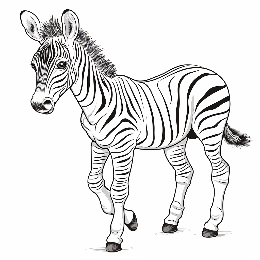 Verspieltes Zebrafohlen Ausmalbild und Malvorlage