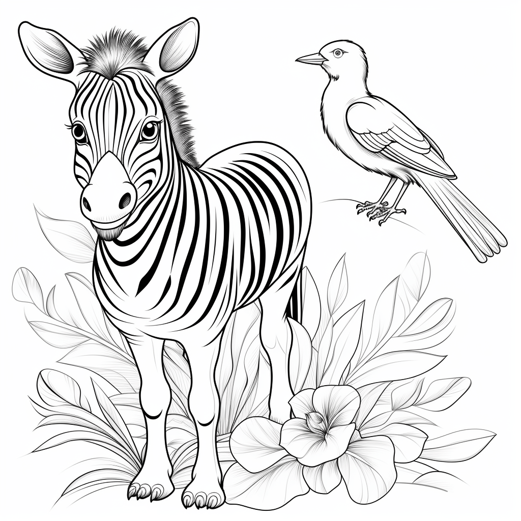 Vogel und Zebra Ausmalbild und Malvorlage