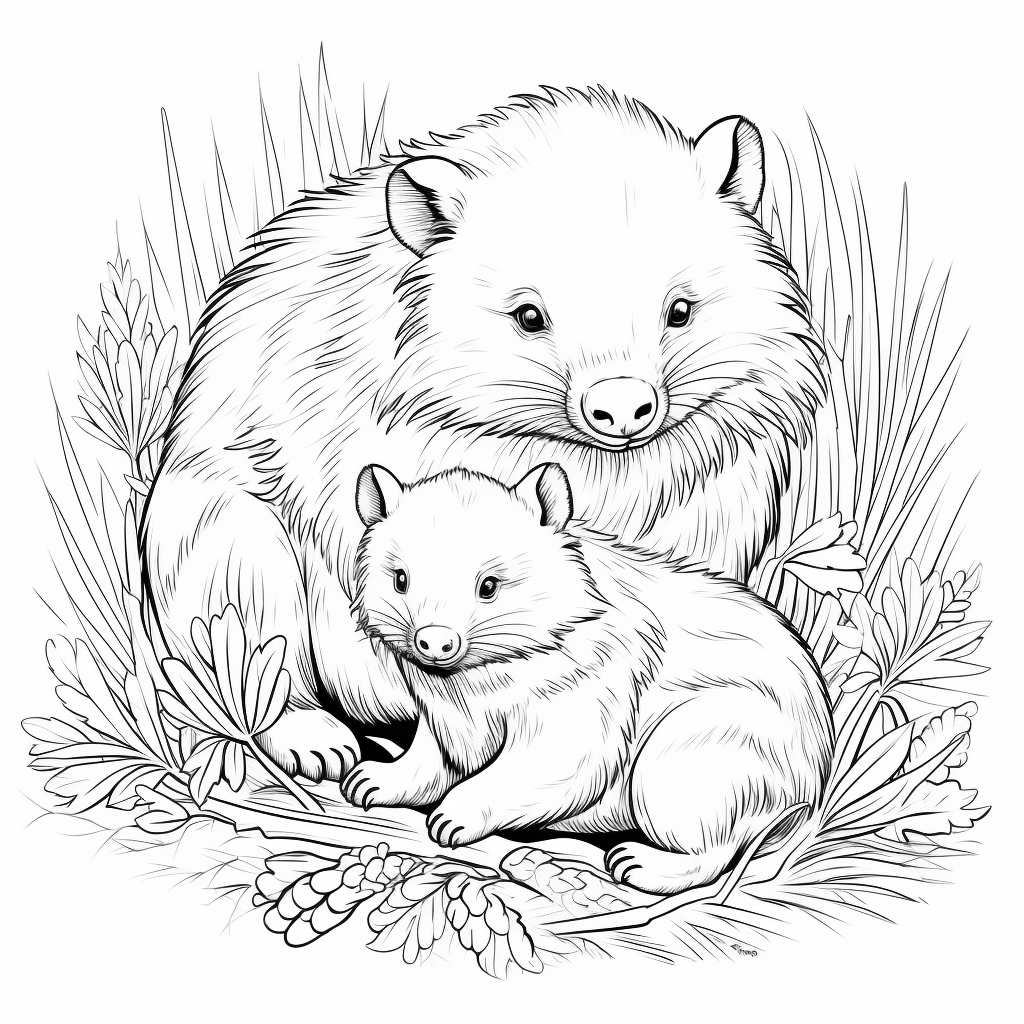 Wombat und Echidna Ausmalbild und Malvorlage