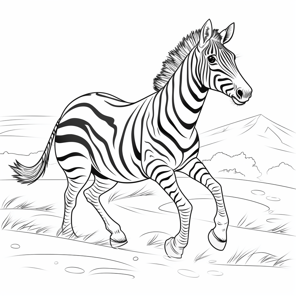 Zebra auf der Flucht Ausmalbild und Malvorlage