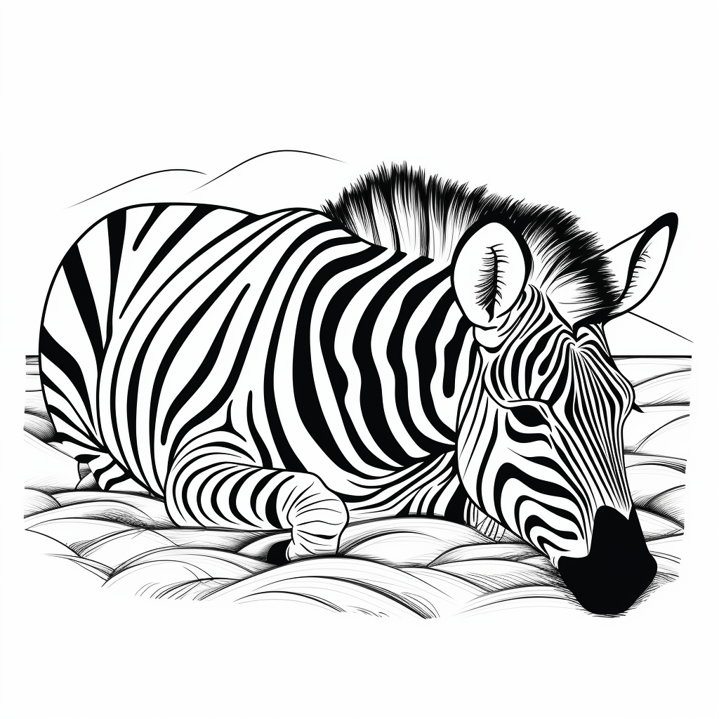 Zebra beim Ausruhen Ausmalbild und Malvorlage