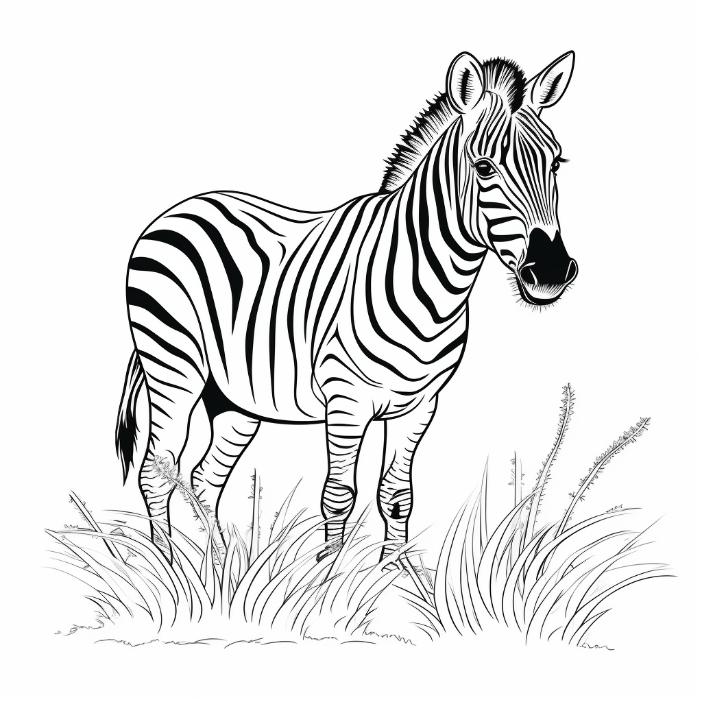 Zebra genießt Gras Ausmalbild und Malvorlage