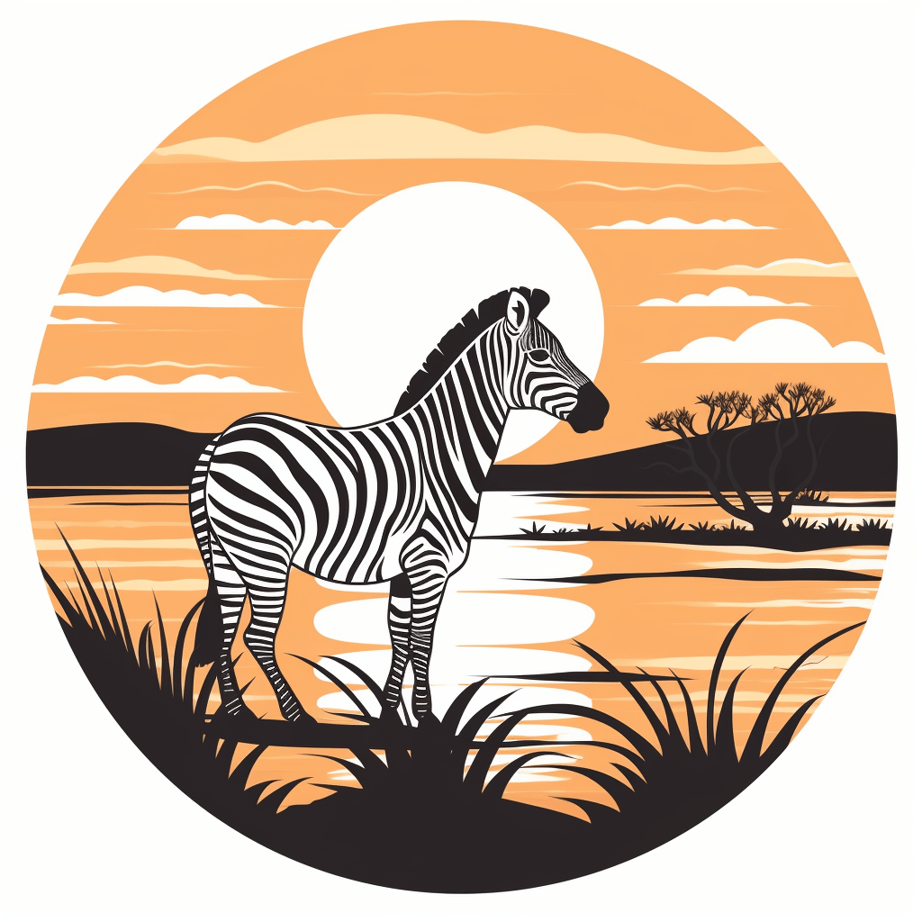 Zebra im abendlichen Licht Ausmalbild und Malvorlage