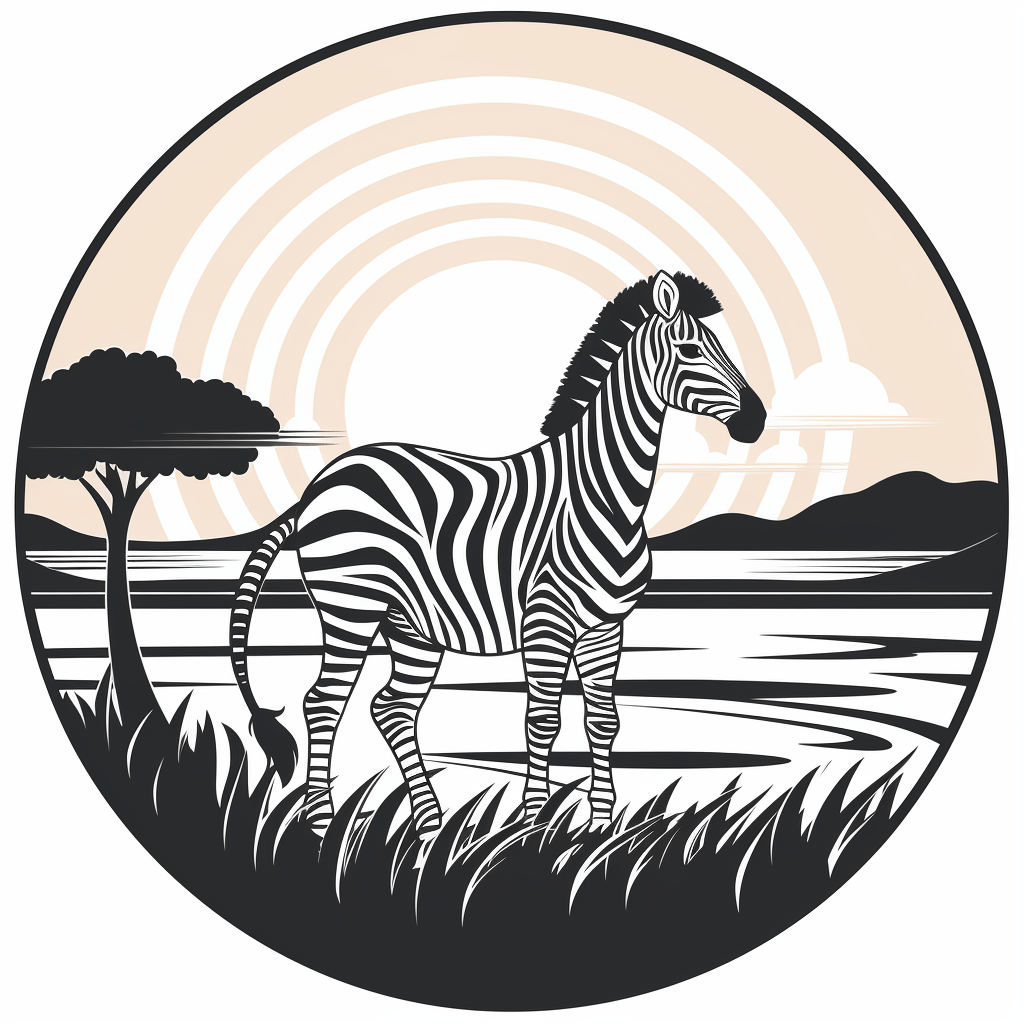 Zebra und Sonnenuntergang Ausmalbild und Malvorlage