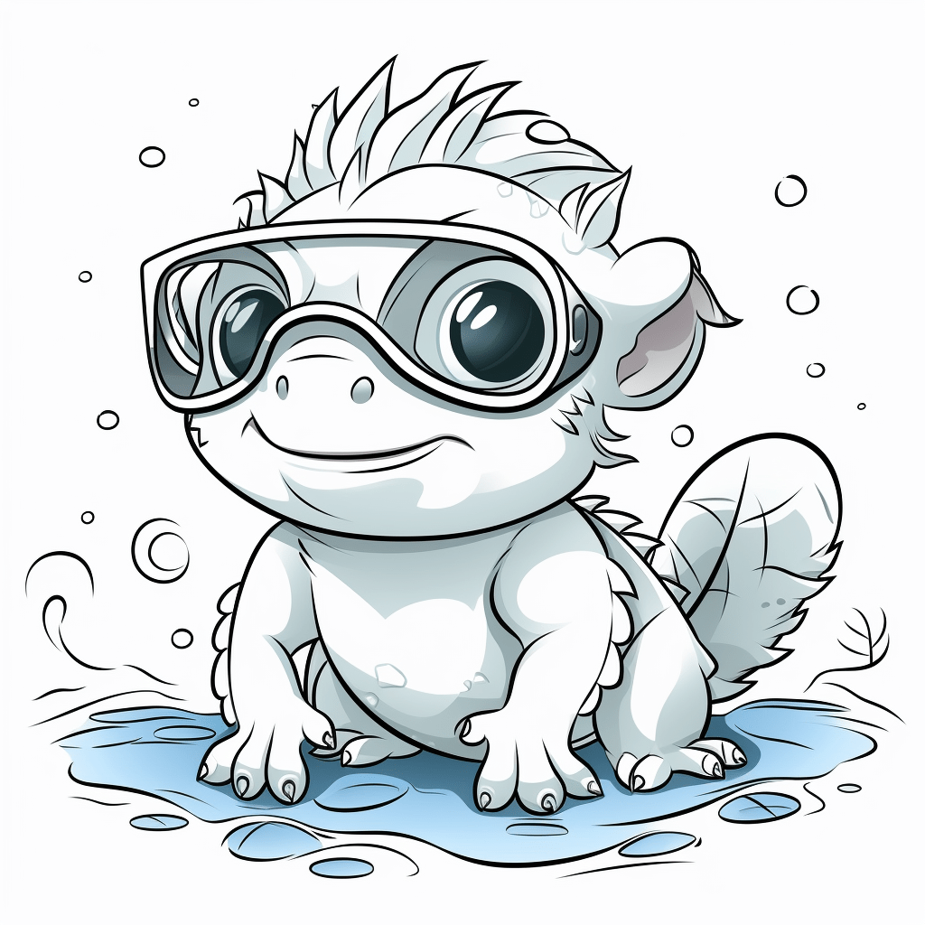 Axolotl setzt Brille auf Ausmalbild und Malvorlage