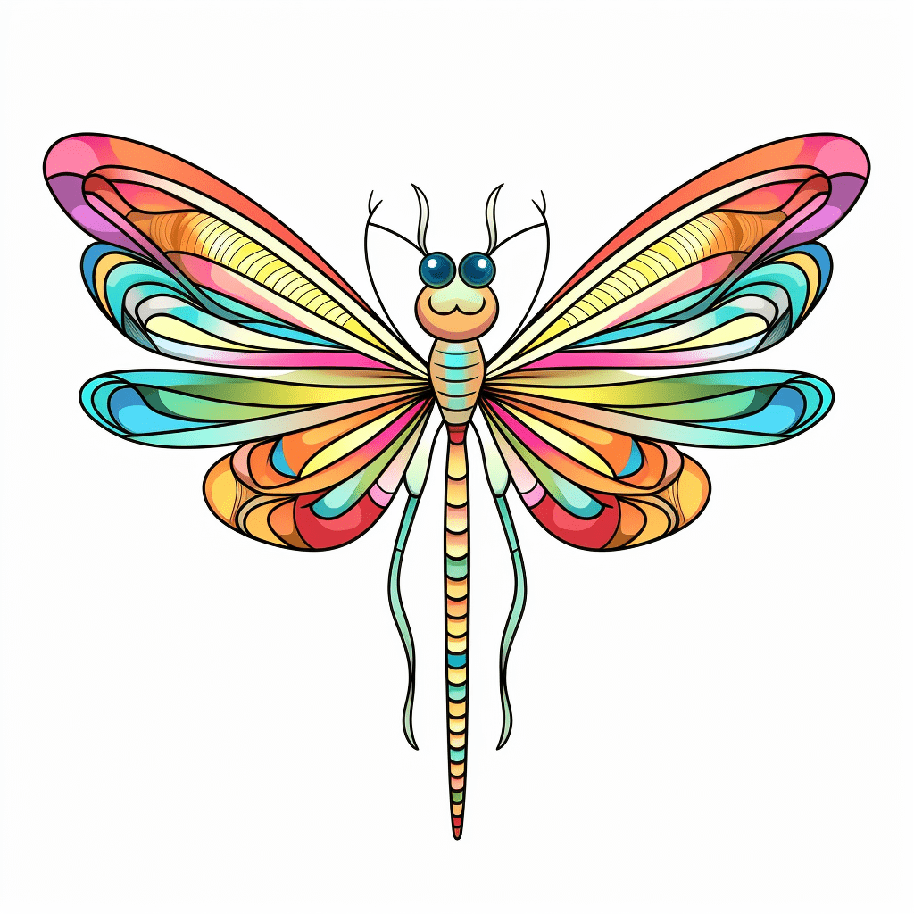 Bunte Libelle Ausmalbild und Malvorlage