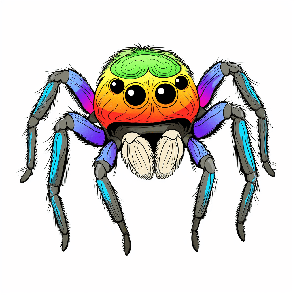 Bunte Springspinne Ausmalbild und Malvorlage