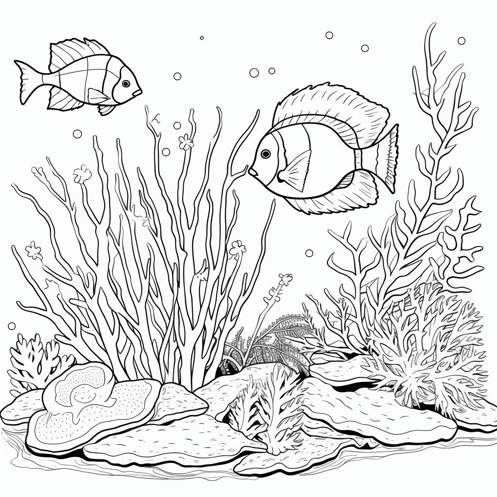 Bunter Rochen im Riff Ausmalbild und Malvorlage