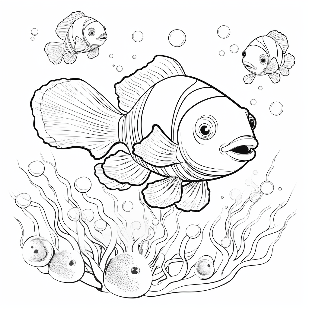 Clownfisch ärgert Qualle Ausmalbild und Malvorlage
