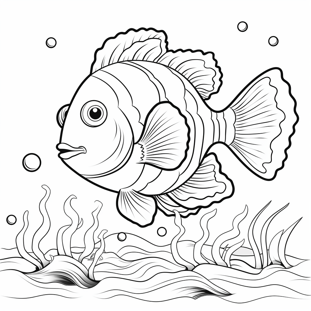 Clownfisch findet Perle in Muschel - happycoloring.net