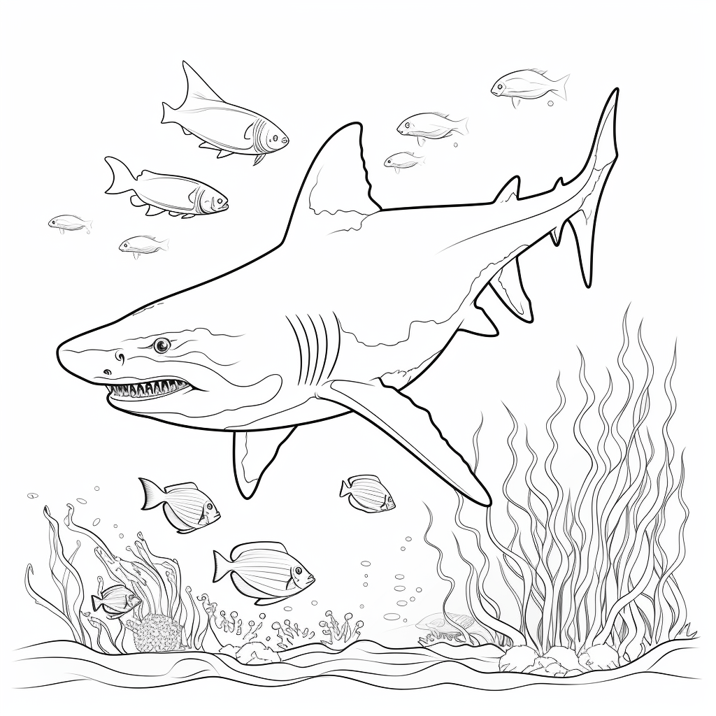 Clownfisch flieht vor Hai Ausmalbild und Malvorlage