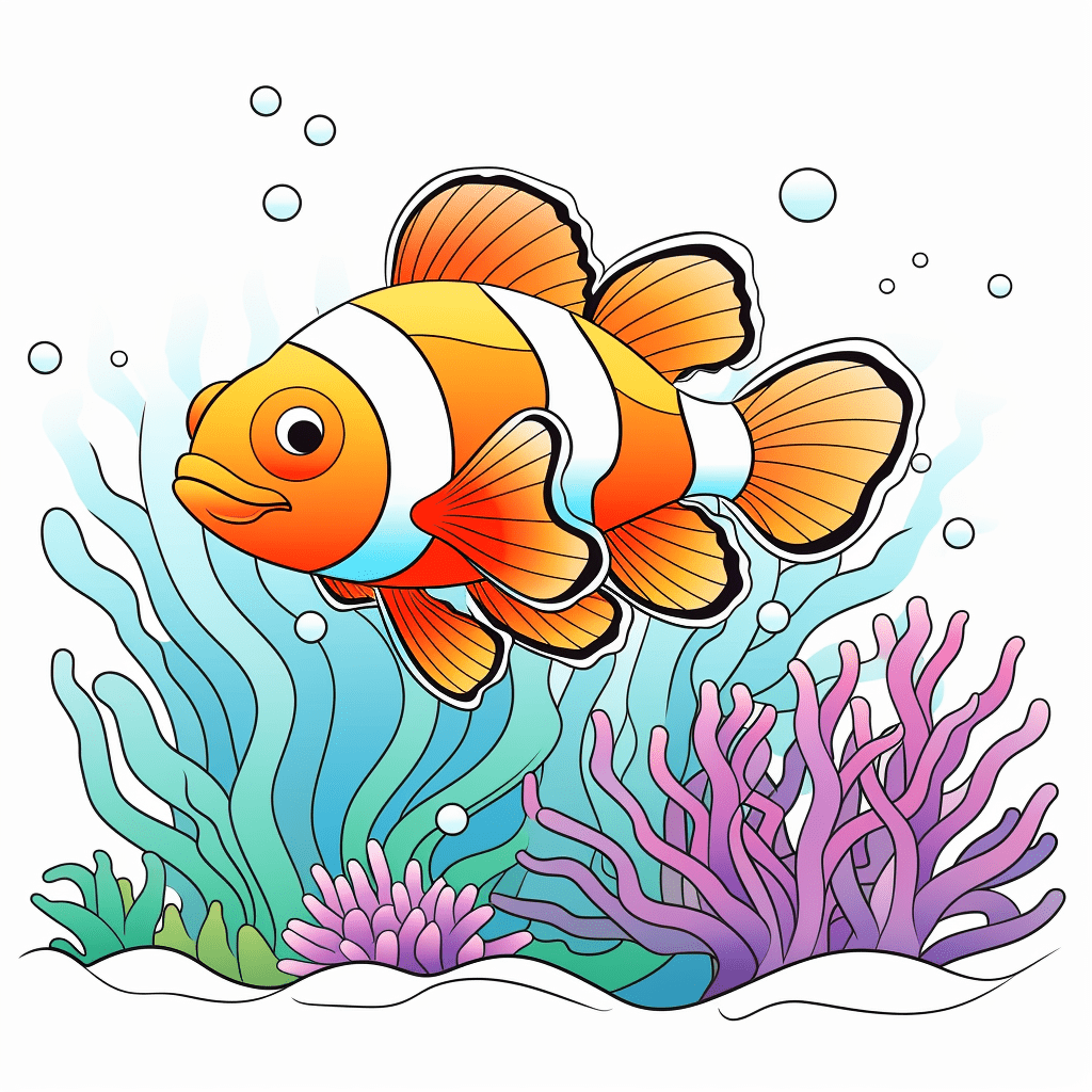 Clownfisch in Anemone Ausmalbild und Malvorlage