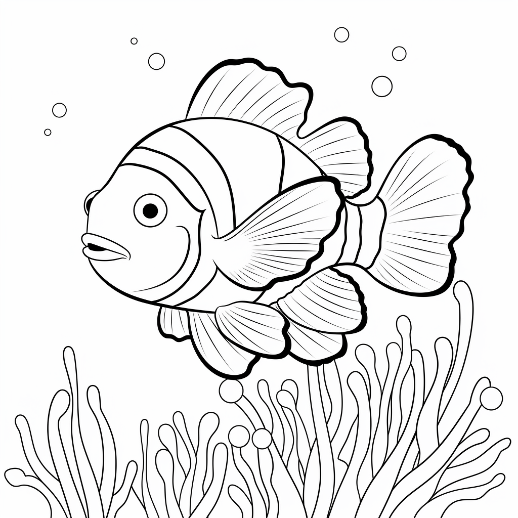Clownfisch mit Anemone Ausmalbild und Malvorlage