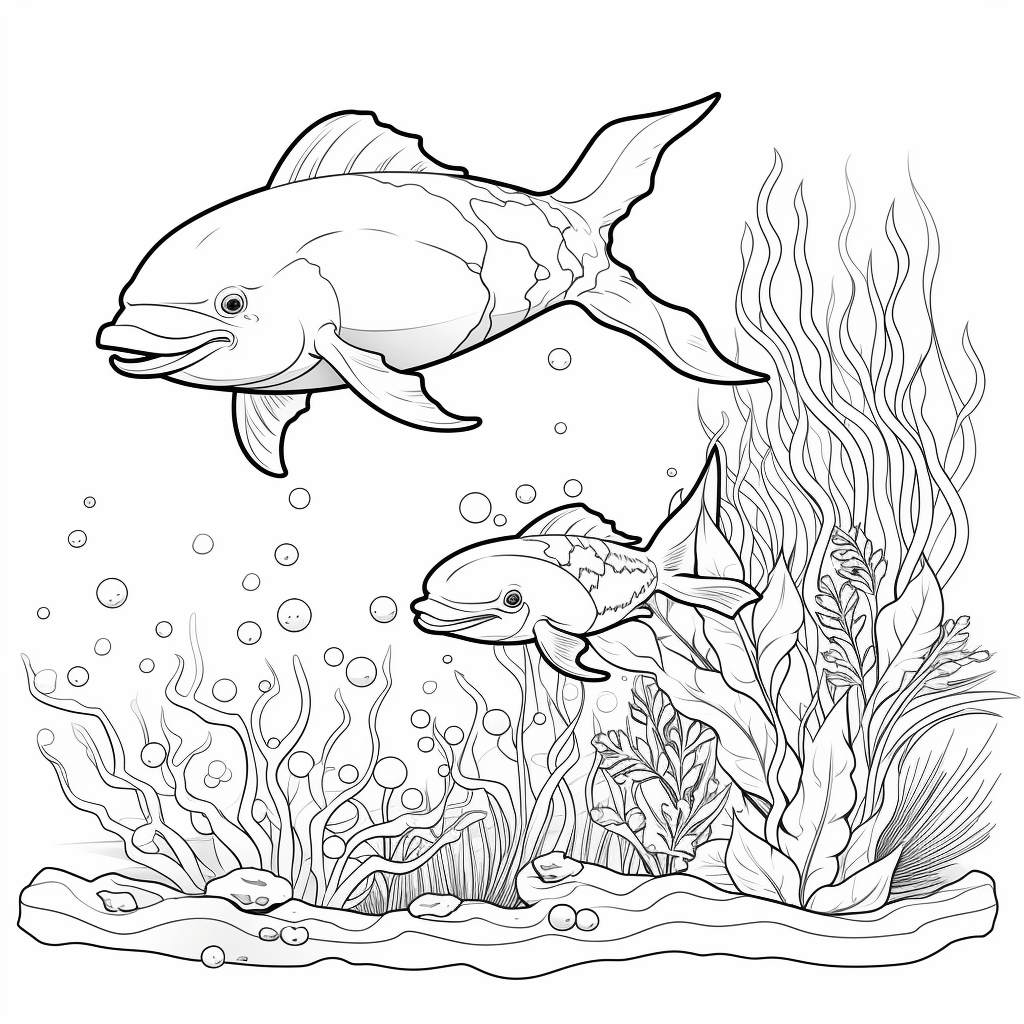 Clownfisch springt mit Delfin aus dem Wasser Ausmalbild und Malvorlage