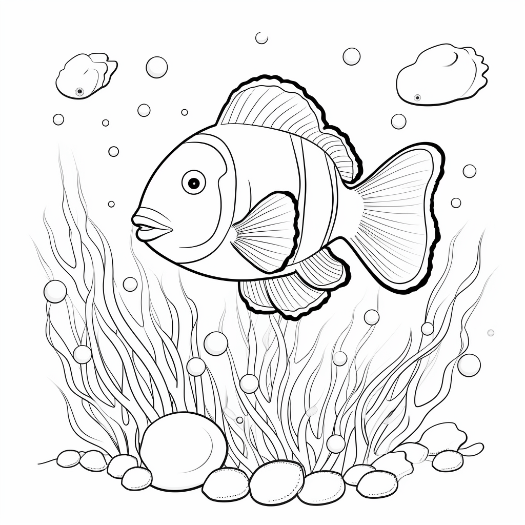 Clownfisch tanzt mit Qualle Ausmalbild und Malvorlage