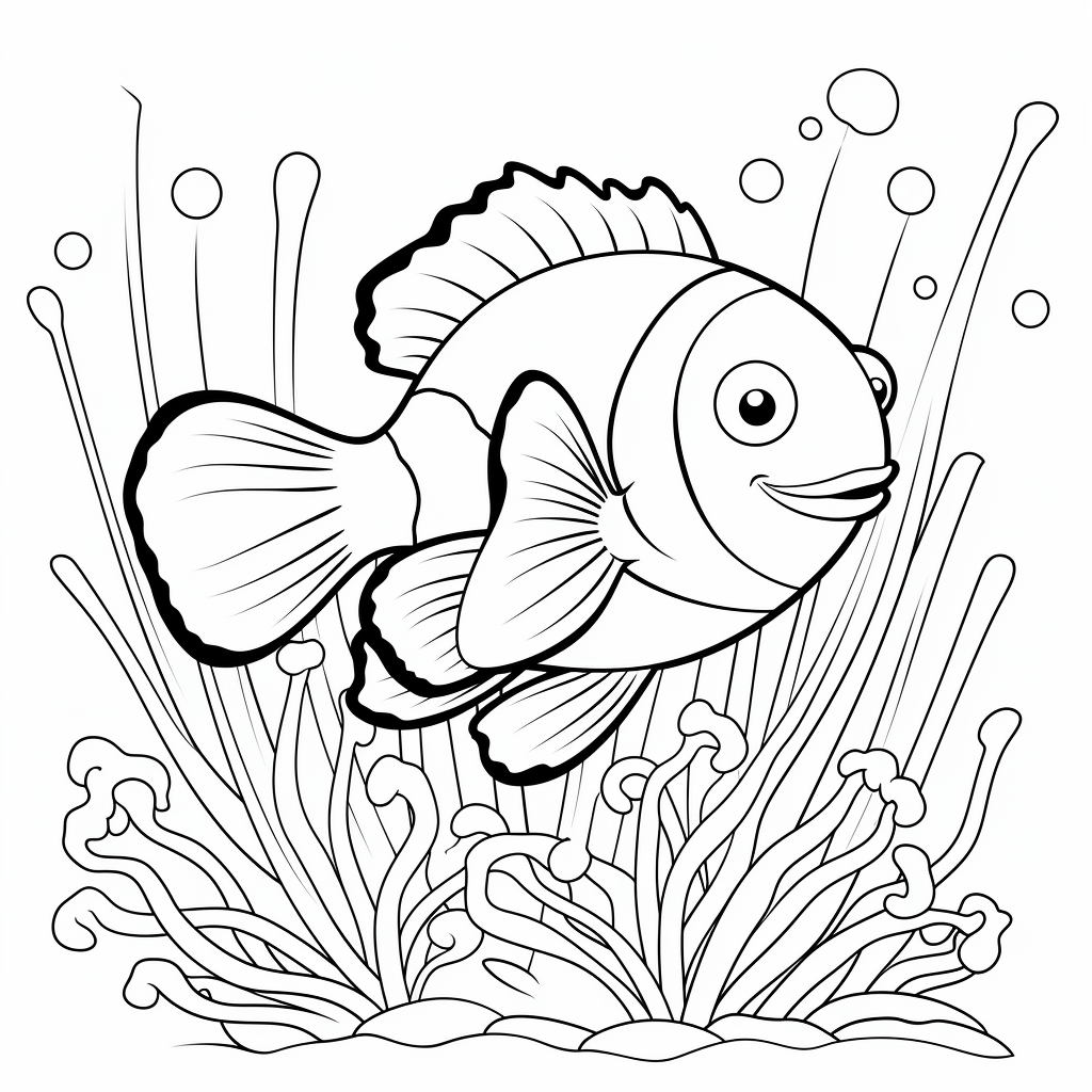 Clownfisch und Koralle Ausmalbild und Malvorlage