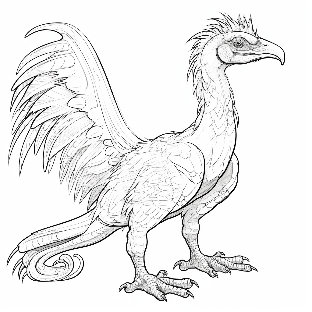Deinonychus mit Federn Ausmalbild und Malvorlage