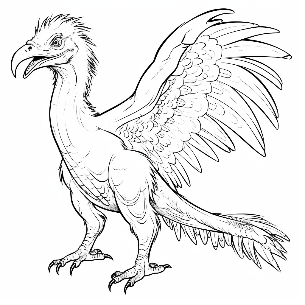 Deinonychus mit bunten Federn Ausmalbild und Malvorlage