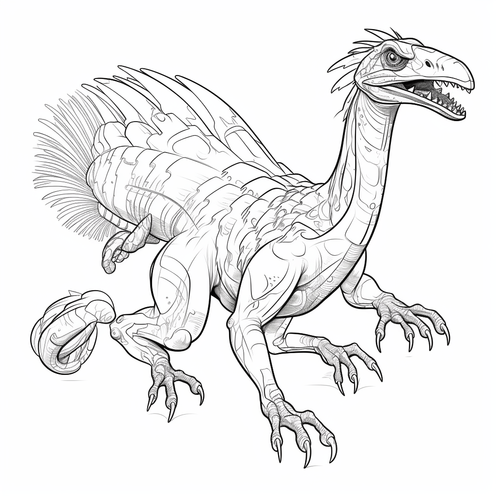 Deinonychus verfolgt Beutetier Ausmalbild und Malvorlage