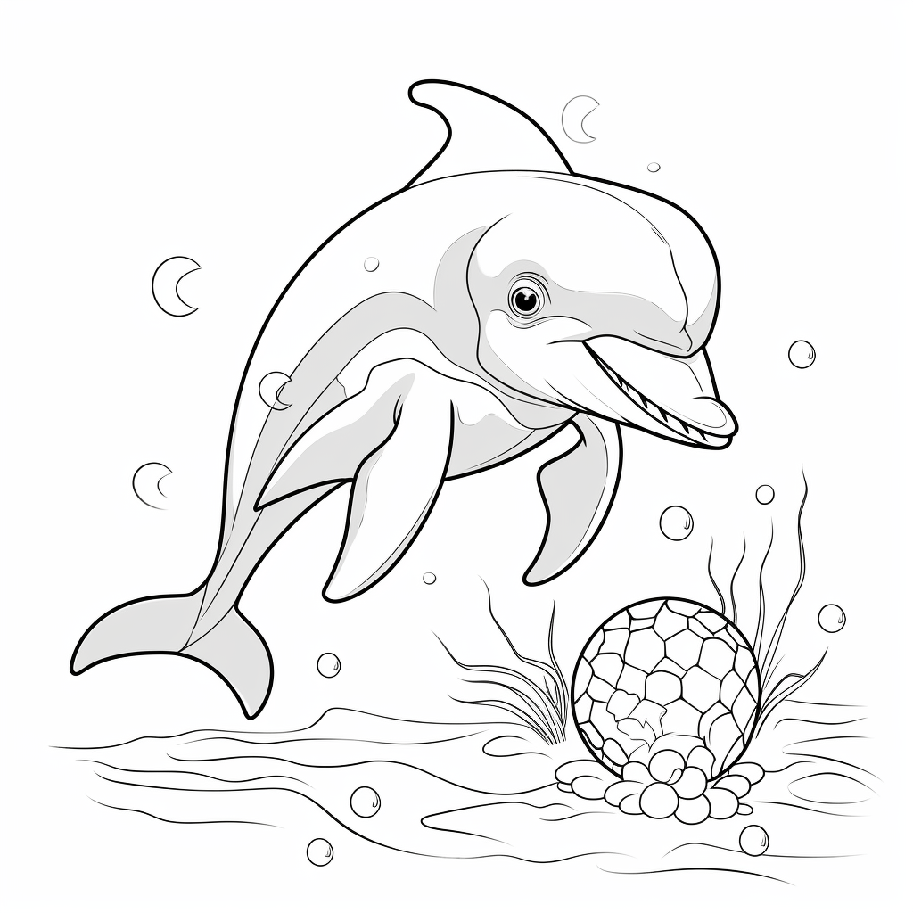 Delfin mit Ball Ausmalbild und Malvorlage