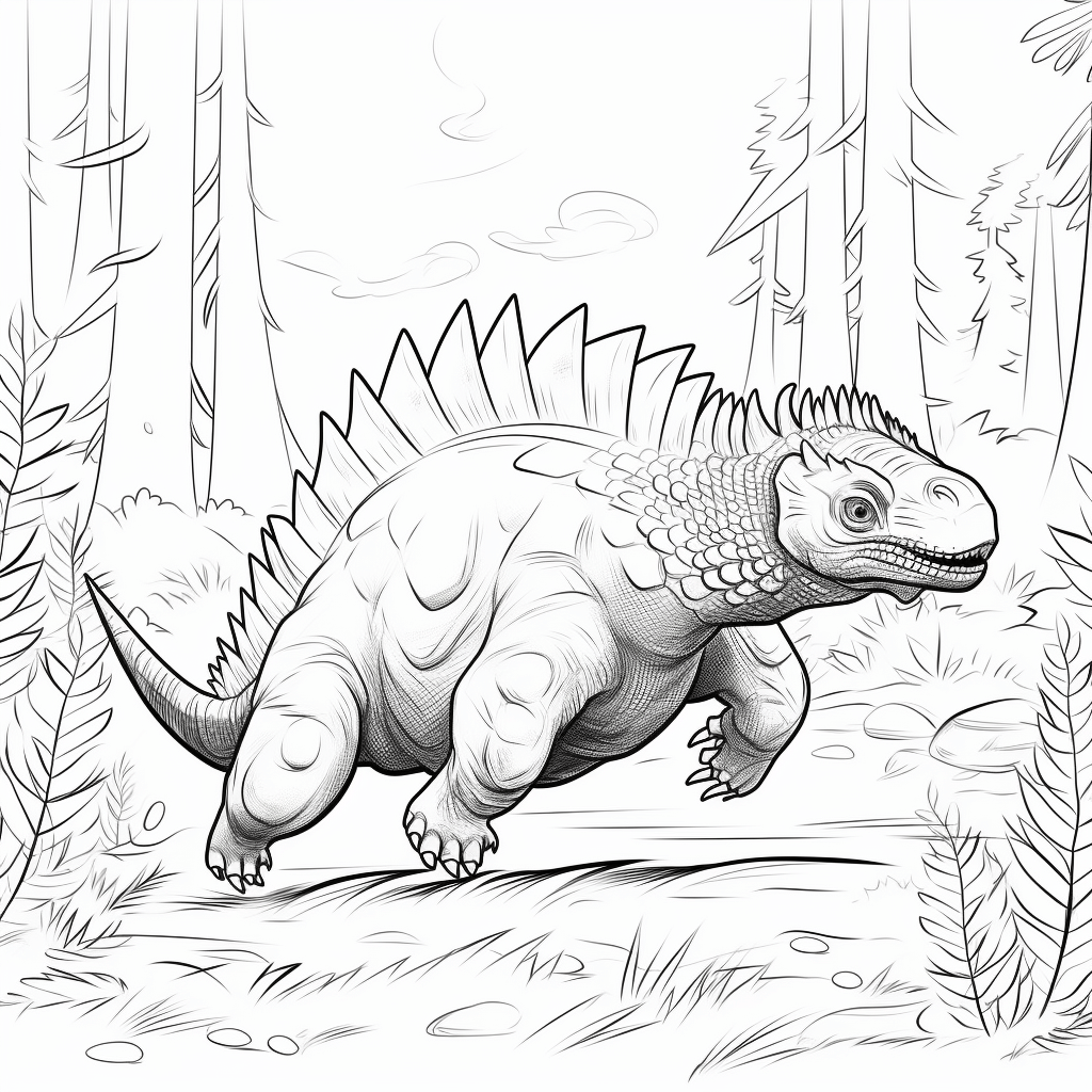 Dimetrodon erkundet Wald Ausmalbild und Malvorlage