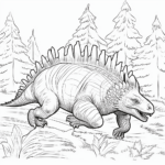 Dimetrodon läuft durch Wald Ausmalbild und Malvorlage