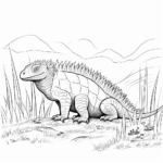 Dimetrodon relaxt auf Wiese Ausmalbild und Malvorlage