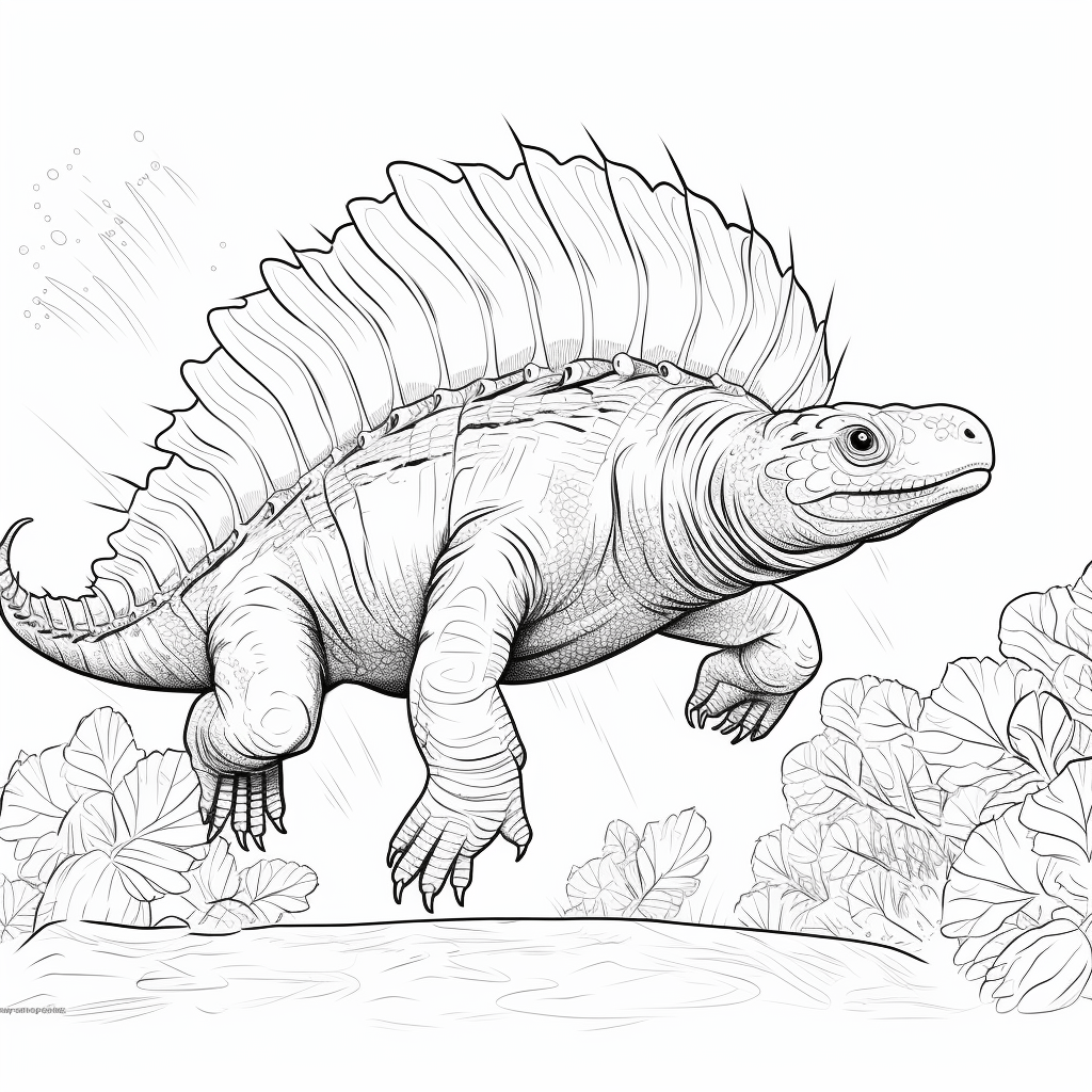 Dimetrodon schreit in die Luft Ausmalbild und Malvorlage