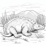 Dimetrodon sonnt sich auf Wiese Ausmalbild und Malvorlage