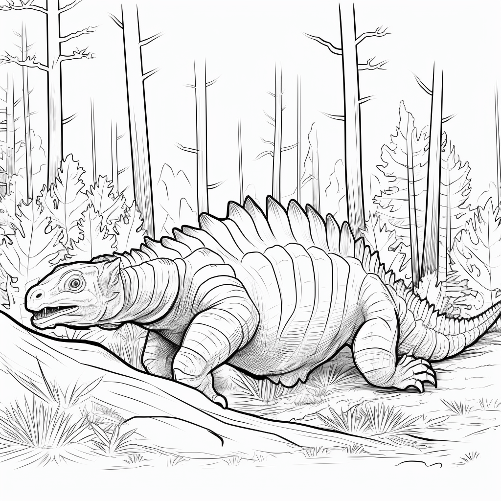 Dimetrodon streift durch Wald Ausmalbild und Malvorlage