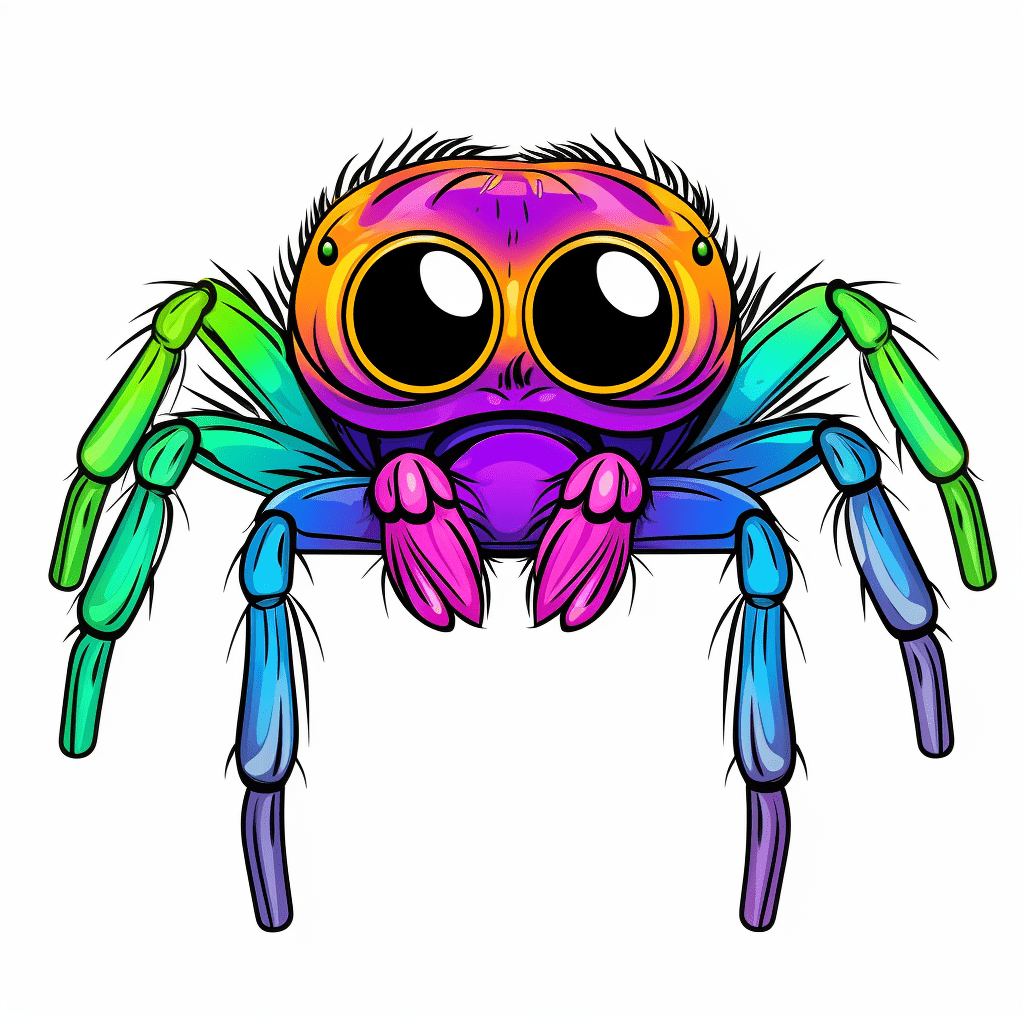 Farbenfrohe Springspinne Ausmalbild und Malvorlage