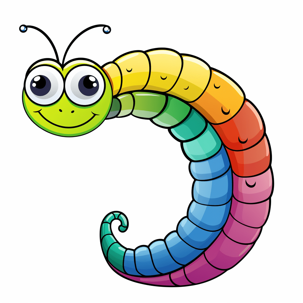 Farbiger Wurm Ausmalbild und Malvorlage