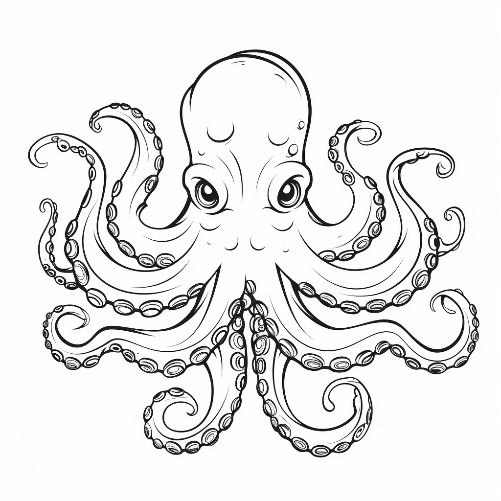 Fieser Krake Ausmalbild und Malvorlage