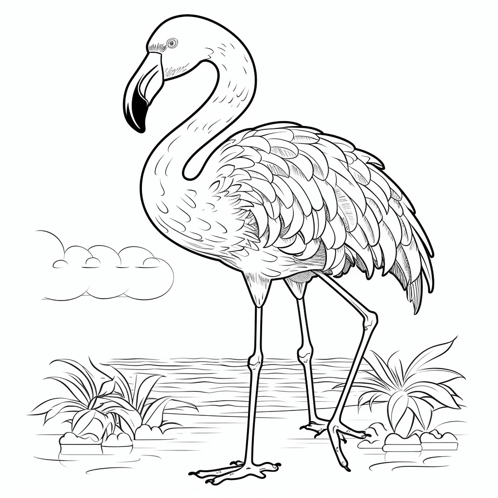 Flamingo findet eine Sonnenbrille Ausmalbild und Malvorlage