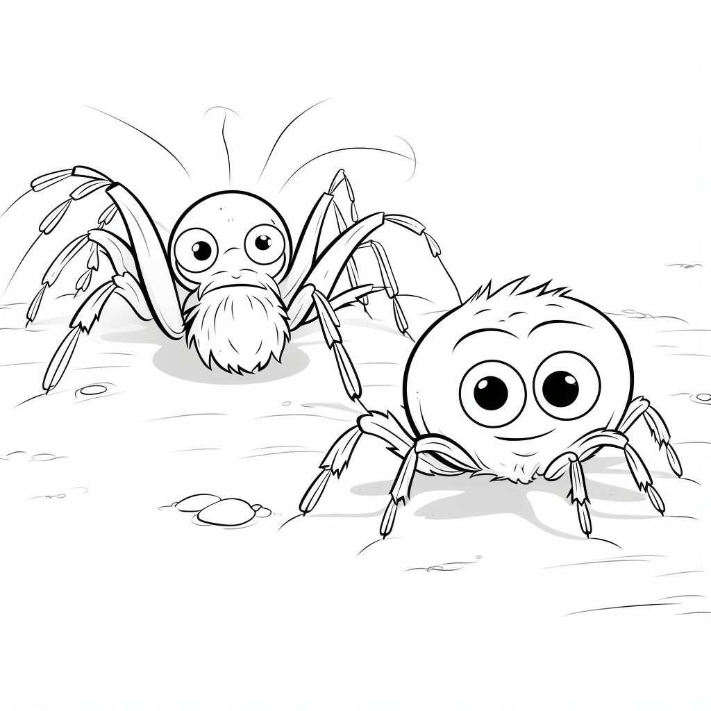 Fliege ärgert Spinne Ausmalbild und Malvorlage