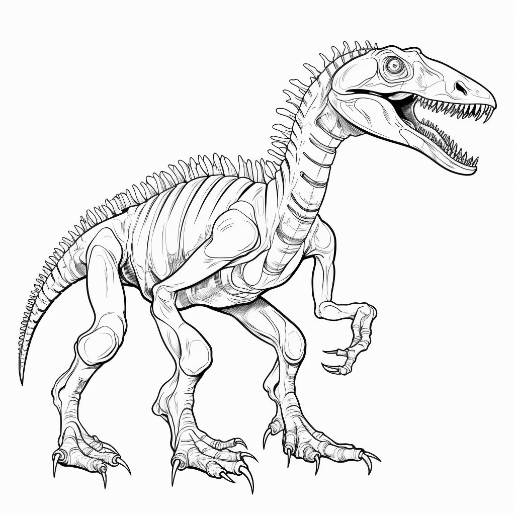 Fossiler Deinonychus im Museum Ausmalbild und Malvorlage