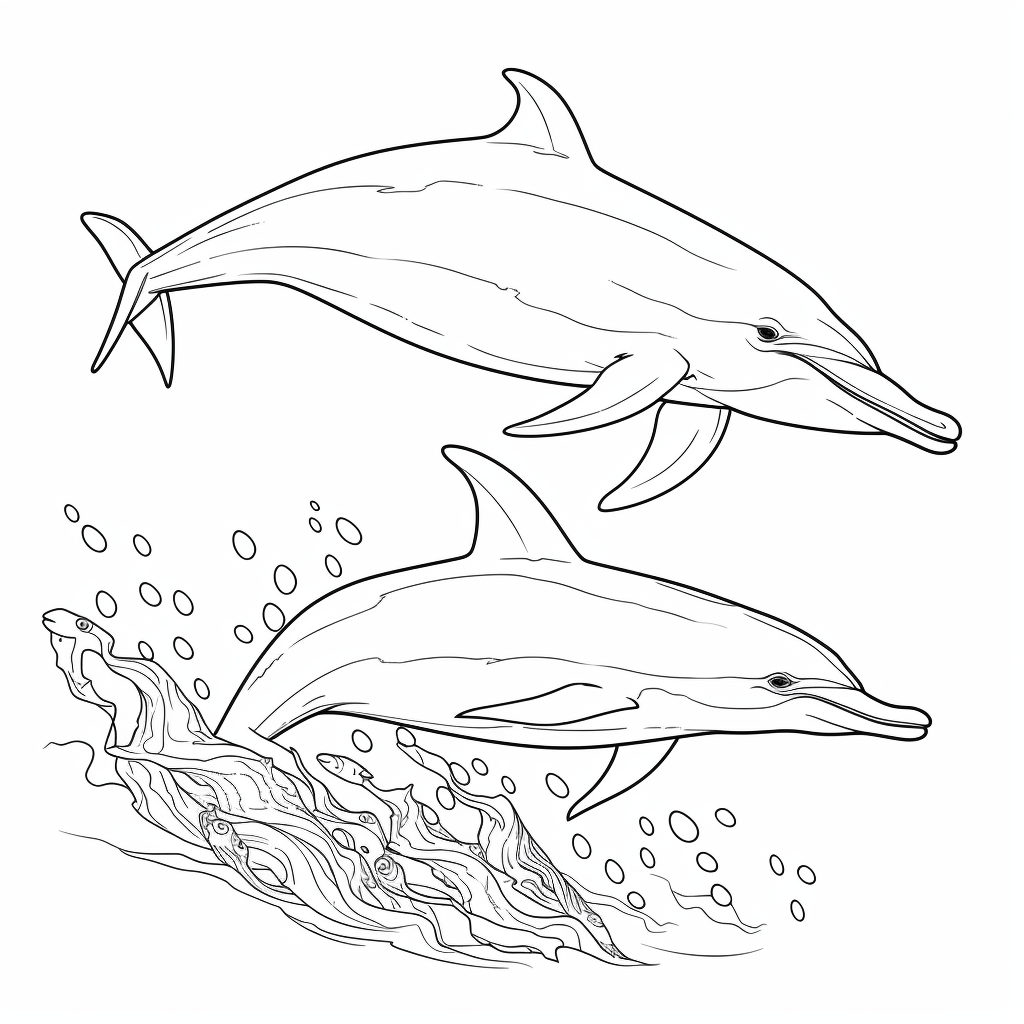 Freundlicher Schwertfisch und Delfin Ausmalbild und Malvorlage