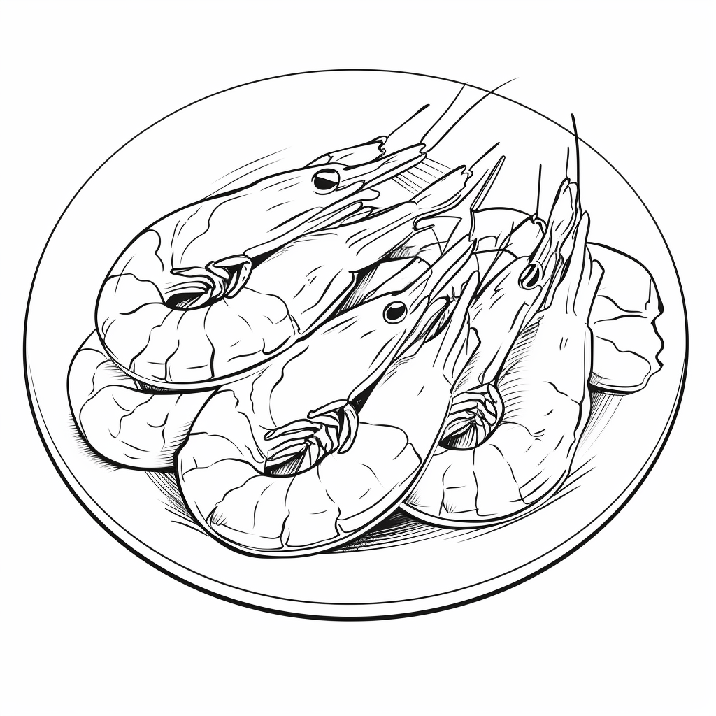 Garnele auf Teller Ausmalbild und Malvorlage