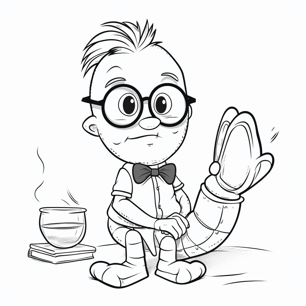 Garnele hat eine lustige Brille auf Ausmalbild und Malvorlage