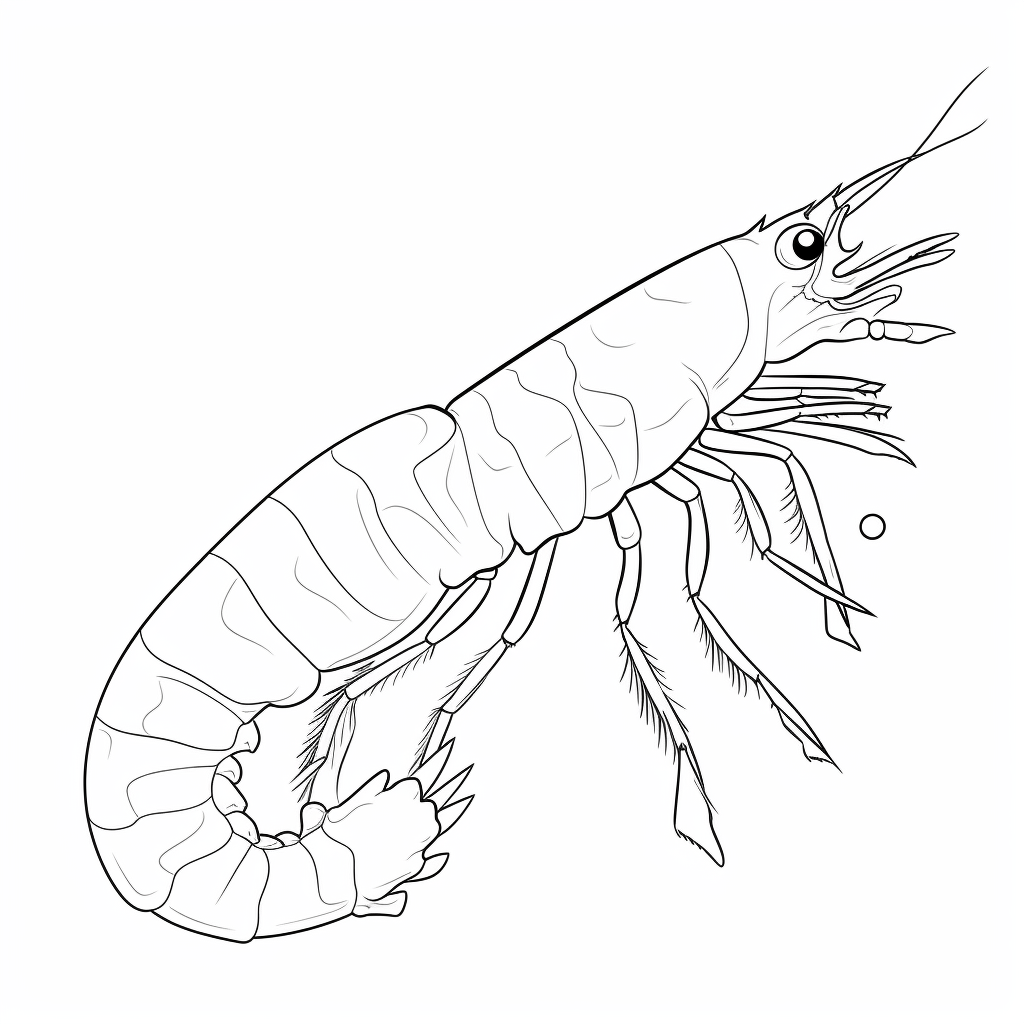 Garnele putzt ihre Fühler Ausmalbild und Malvorlage