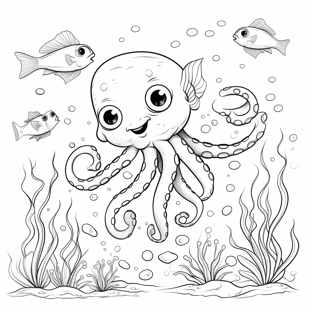 Garnele und Krake Ausmalbild und Malvorlage