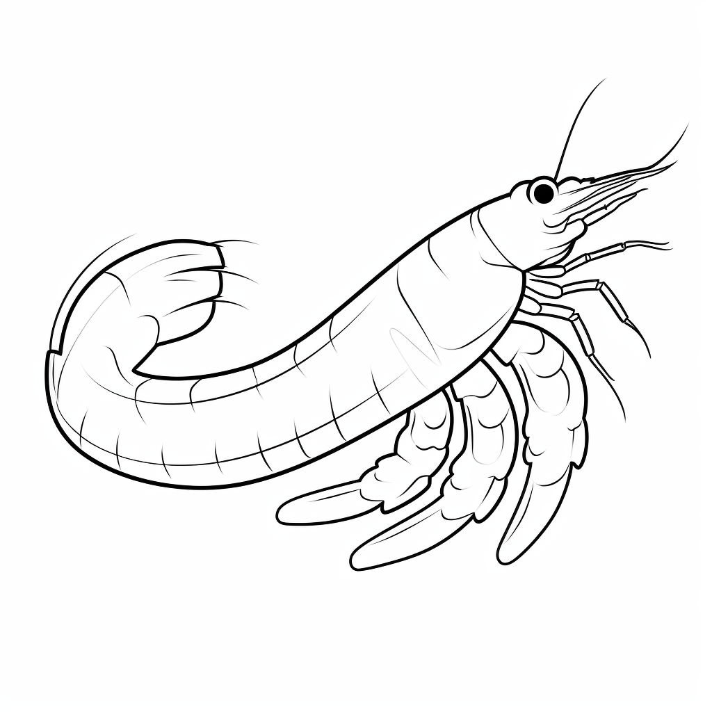 Garnele wedelt mit dem Schwanz Ausmalbild und Malvorlage