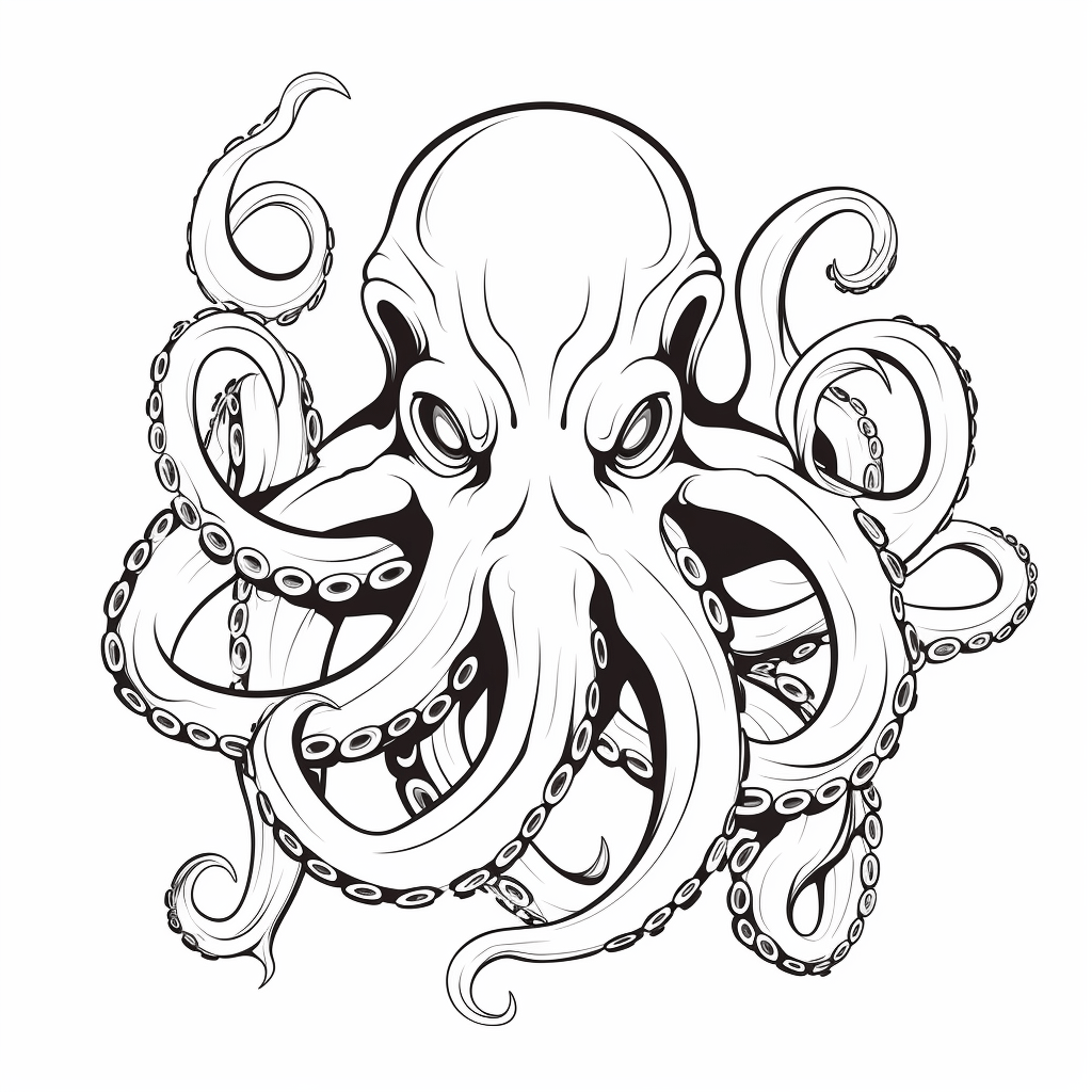 Gefährlicher Krake Ausmalbild und Malvorlage