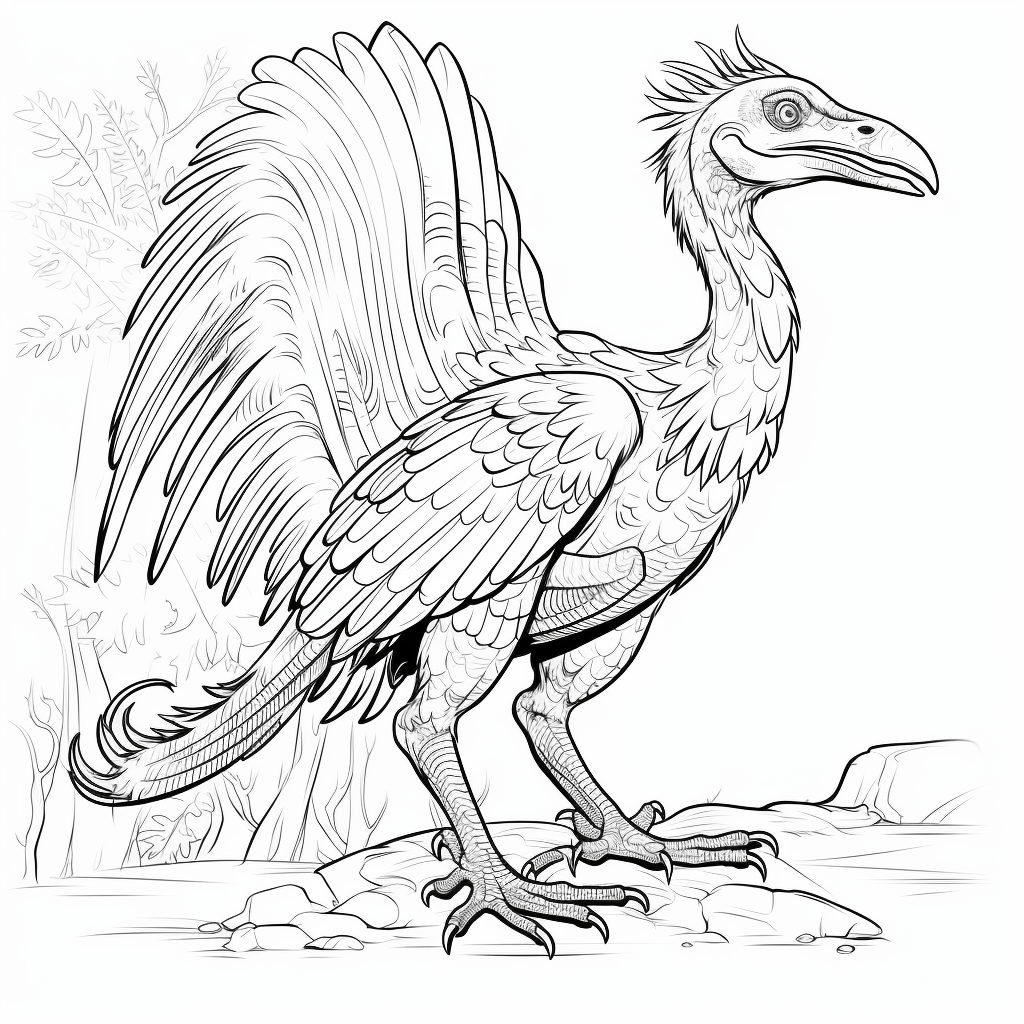 Gefiederter Deinonychus Ausmalbild und Malvorlage