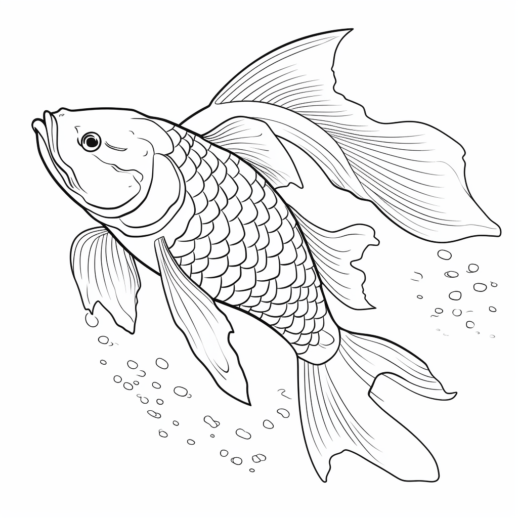 Geometrische Schuppen eines Koi-Karpfens Ausmalbild und Malvorlage