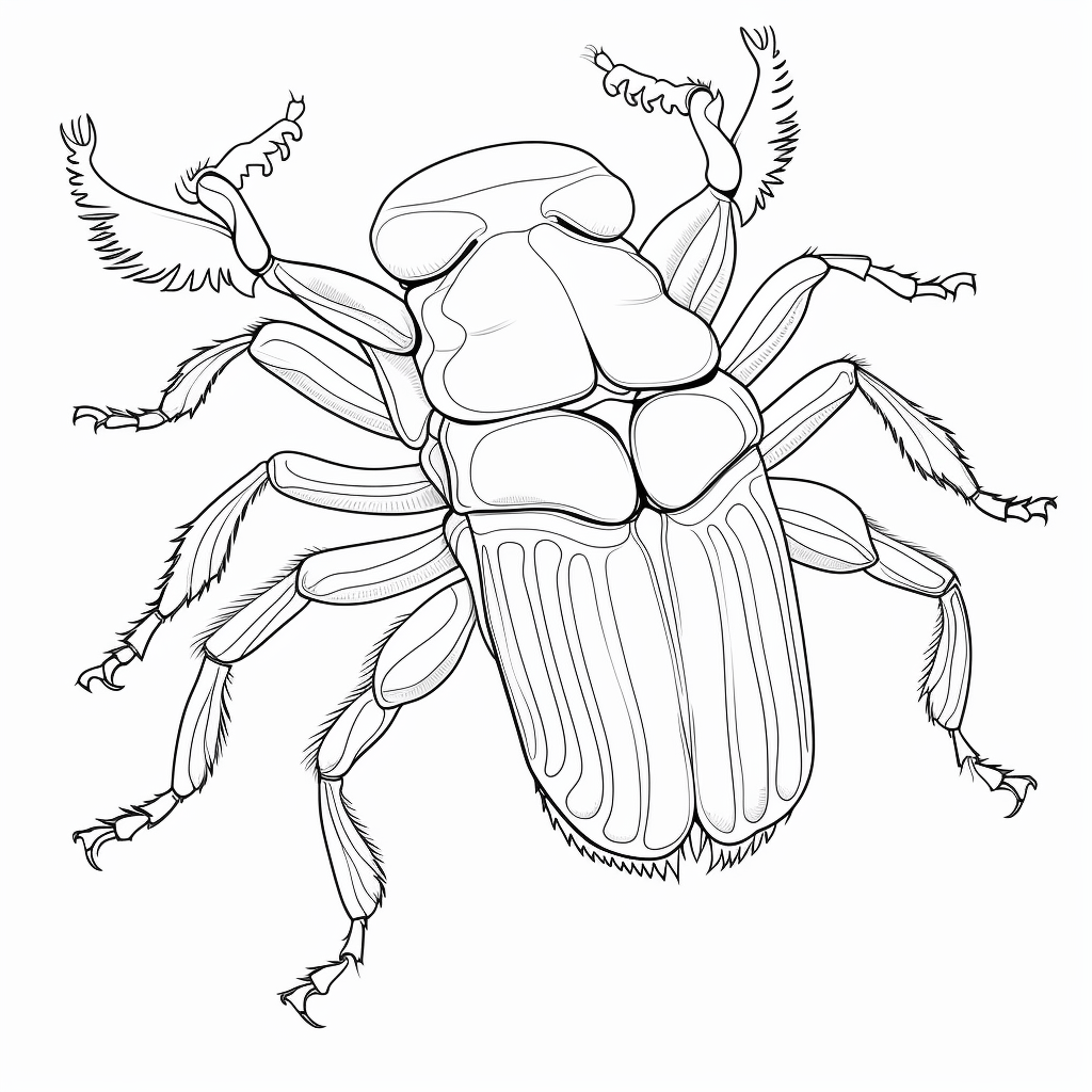 Glücklicher Hirschkäfer mit Kleeblatt Ausmalbild und Malvorlage