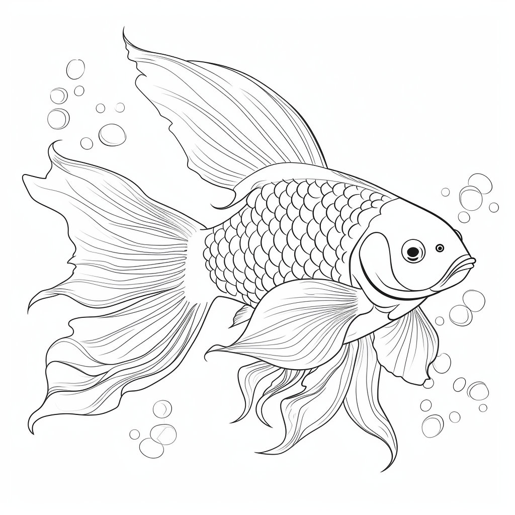 Goldfisch hat bunte Schuppen Ausmalbild und Malvorlage