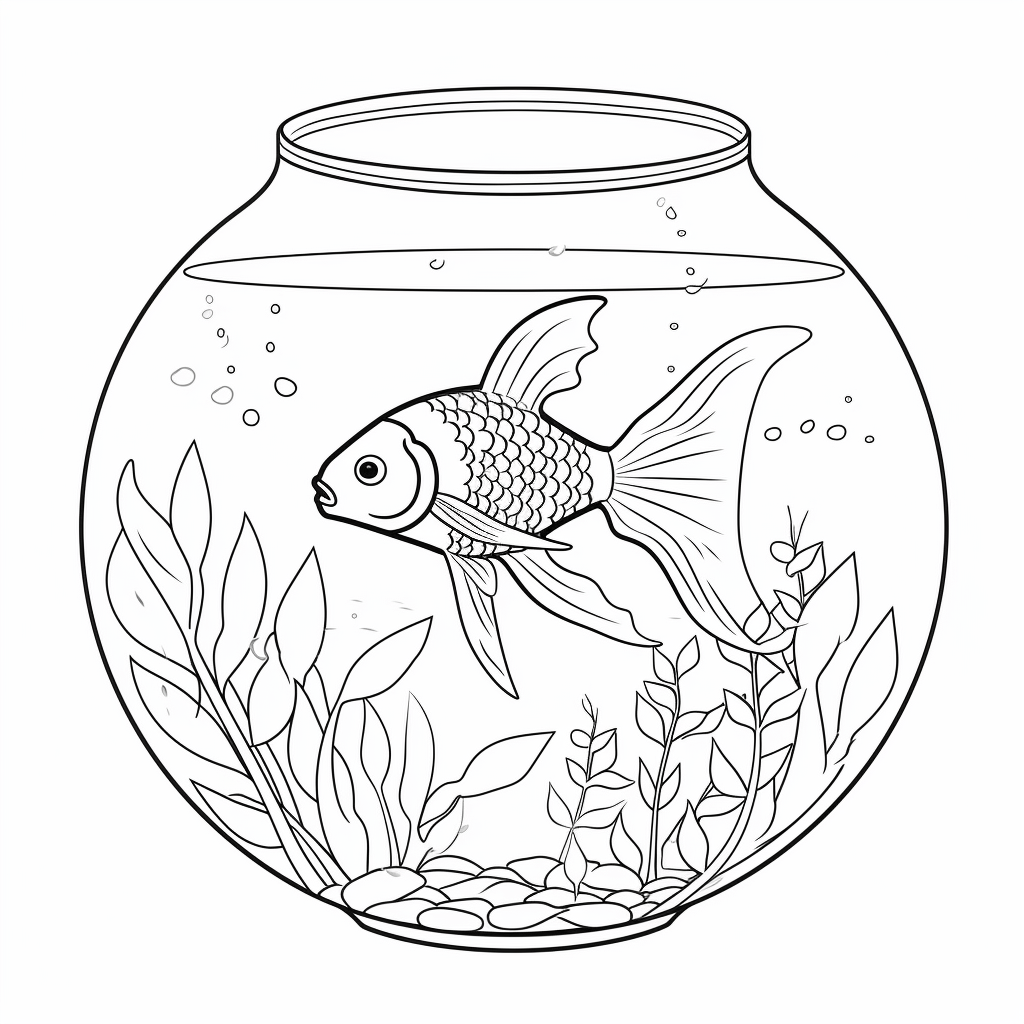 Goldfisch im Aquarium Ausmalbild und Malvorlage