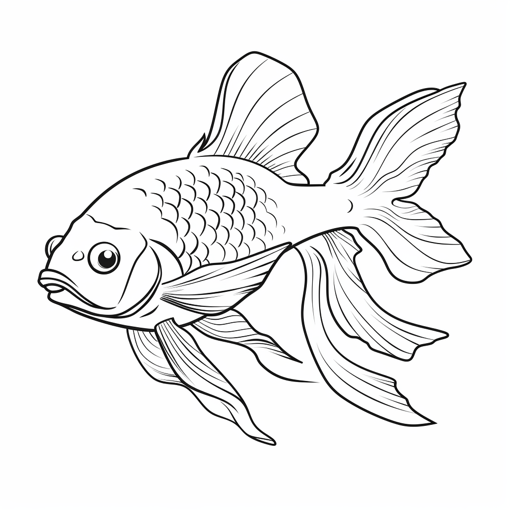 Goldfisch mit Flossen Ausmalbild und Malvorlage