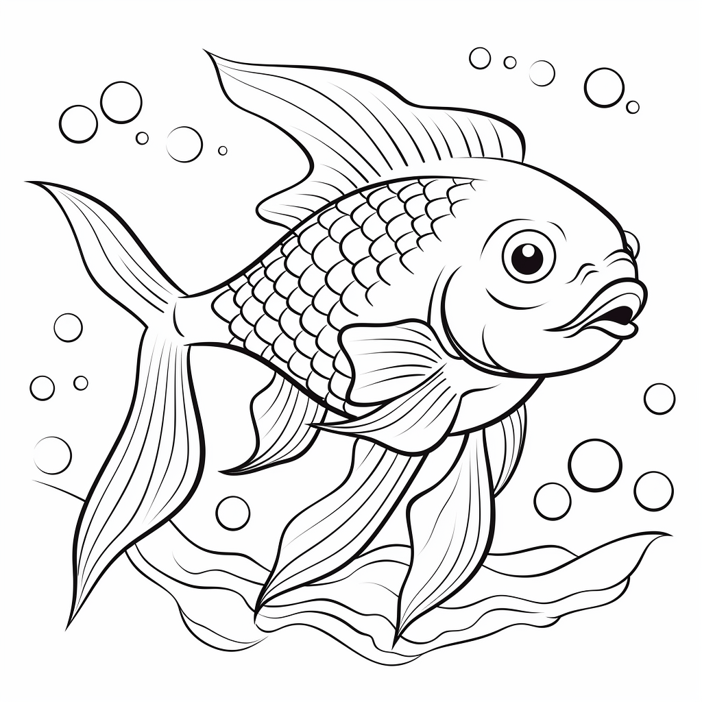 Goldfisch mit Schuppen Ausmalbild und Malvorlage
